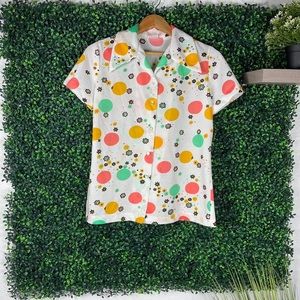 Vintage 70s Graff Colorful Floral Pattern Top